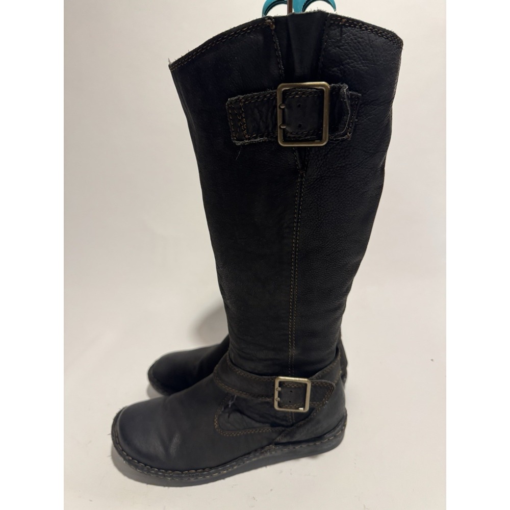 boc 7.5 BlackLeather Oliver Mid Calf Riding Full Zip Up Buckle Boots gold b.o.c.